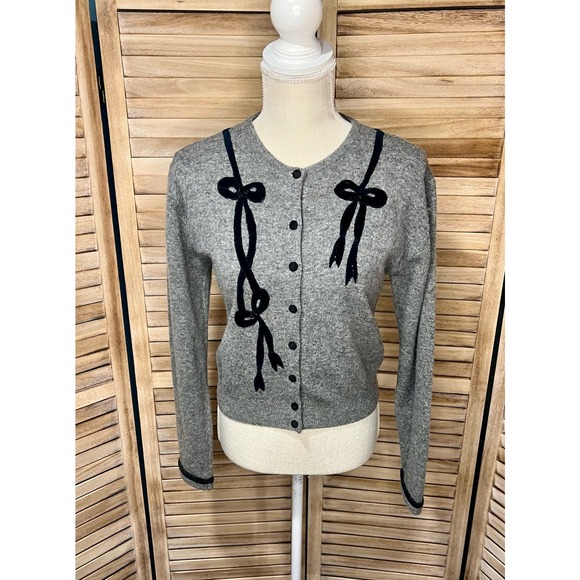 Sweaters - Trixie 100% Wool Cardigan with Bows and Beads sz MED